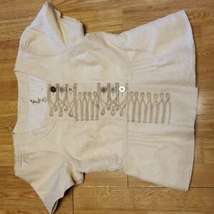 ANTHRO Floreat ivory polka dot peplum jacket size 0